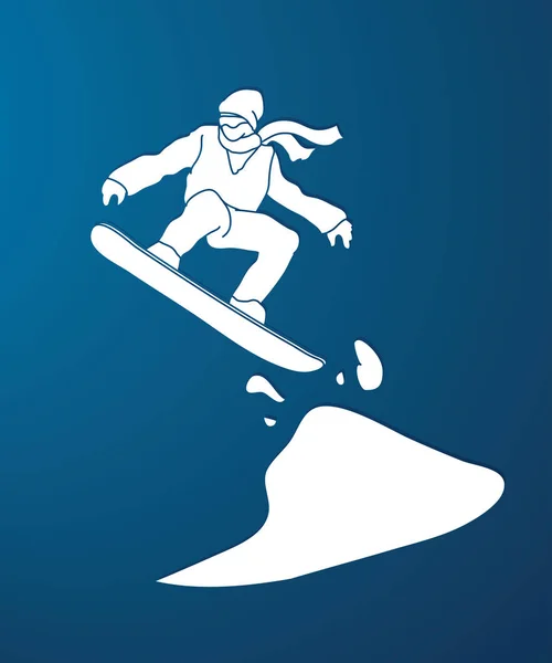 Snowboarder salto gráfico — Vector de stock