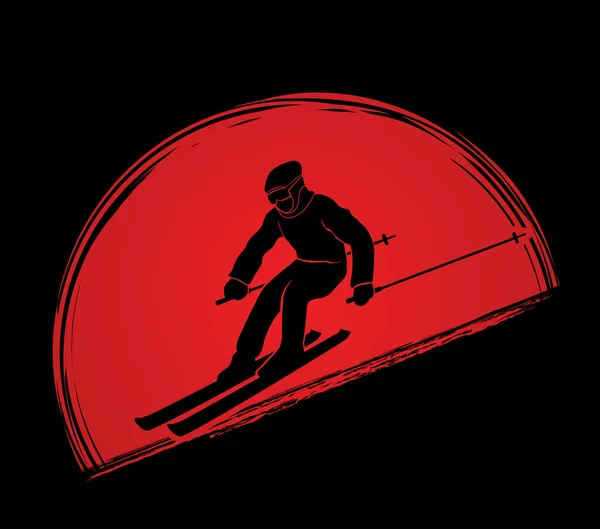 Esquiador gráfico de acción — Archivo Imágenes Vectoriales