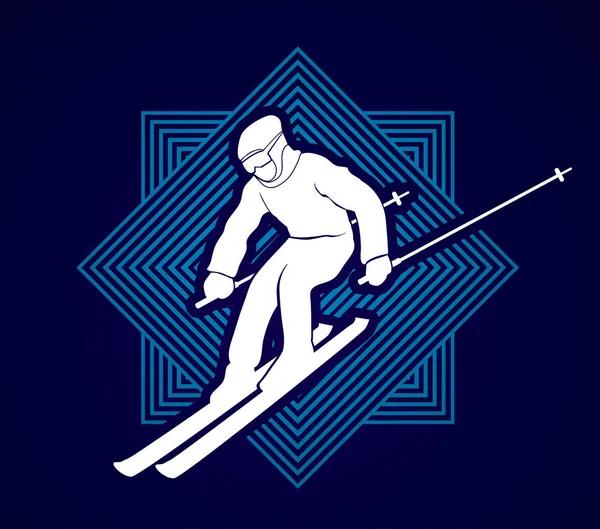 Skier action graphic — Stock Vector