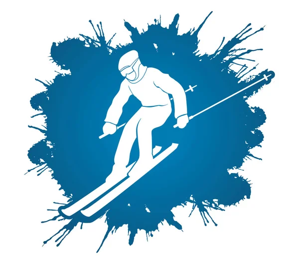 Esquiador gráfico de acción — Vector de stock