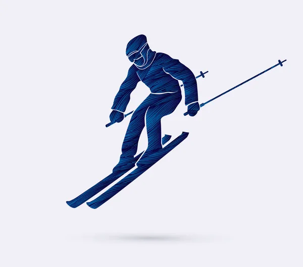 Skier action graphic — Stock Vector