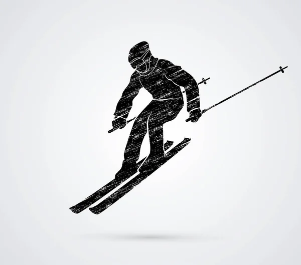 Esquiador gráfico de acción — Vector de stock