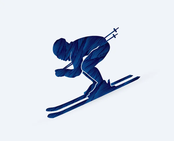 Skier pose graphique — Image vectorielle