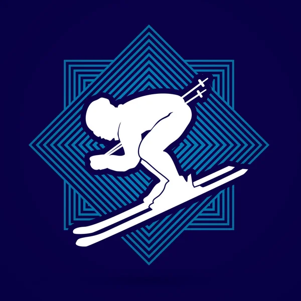 Esquiador pose gráfico — Vector de stock