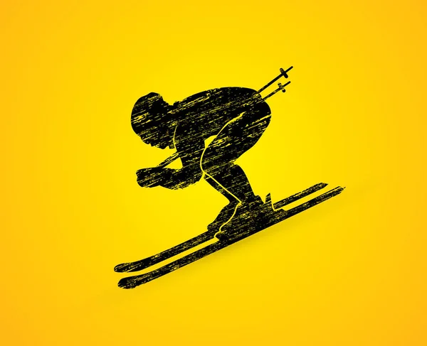 Vettore grafico azione sciatore — Vettoriale Stock