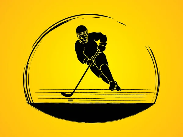 Hockey player pose — Stock Vector