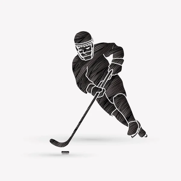 Hockeyspieler-Pose — Stockvektor