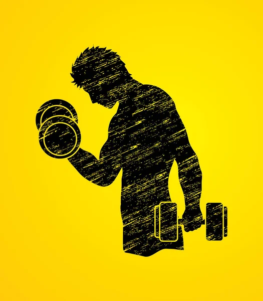 Man exercise with dumbbell — Stock Vector