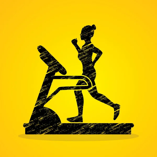 Mujer corriendo en la cinta — Vector de stock