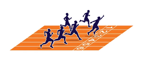 Sprinters on the running track — Stock Vector