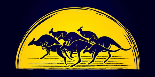 Grupo de salto canguru —  Vetores de Stock