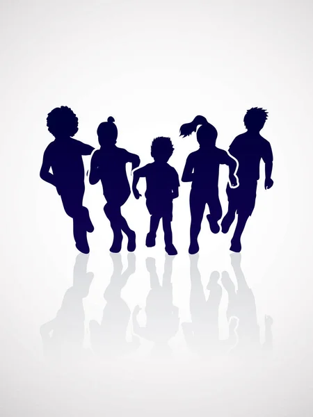 Grupo de niños corriendo — Vector de stock