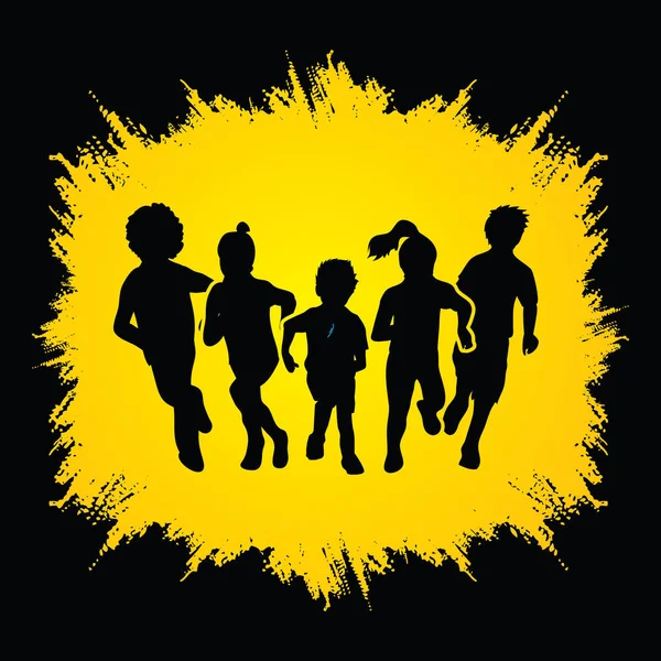 Група дітей біжить — стоковий вектор