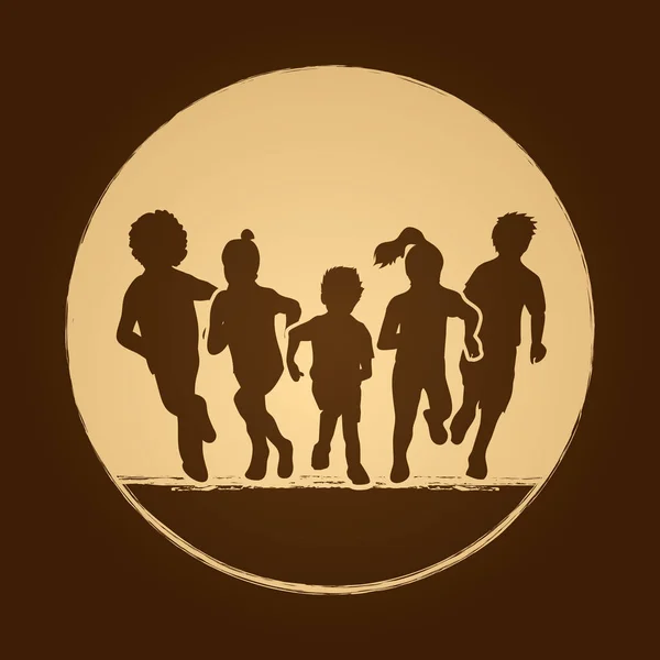 Группа бегущих детей — стоковый вектор