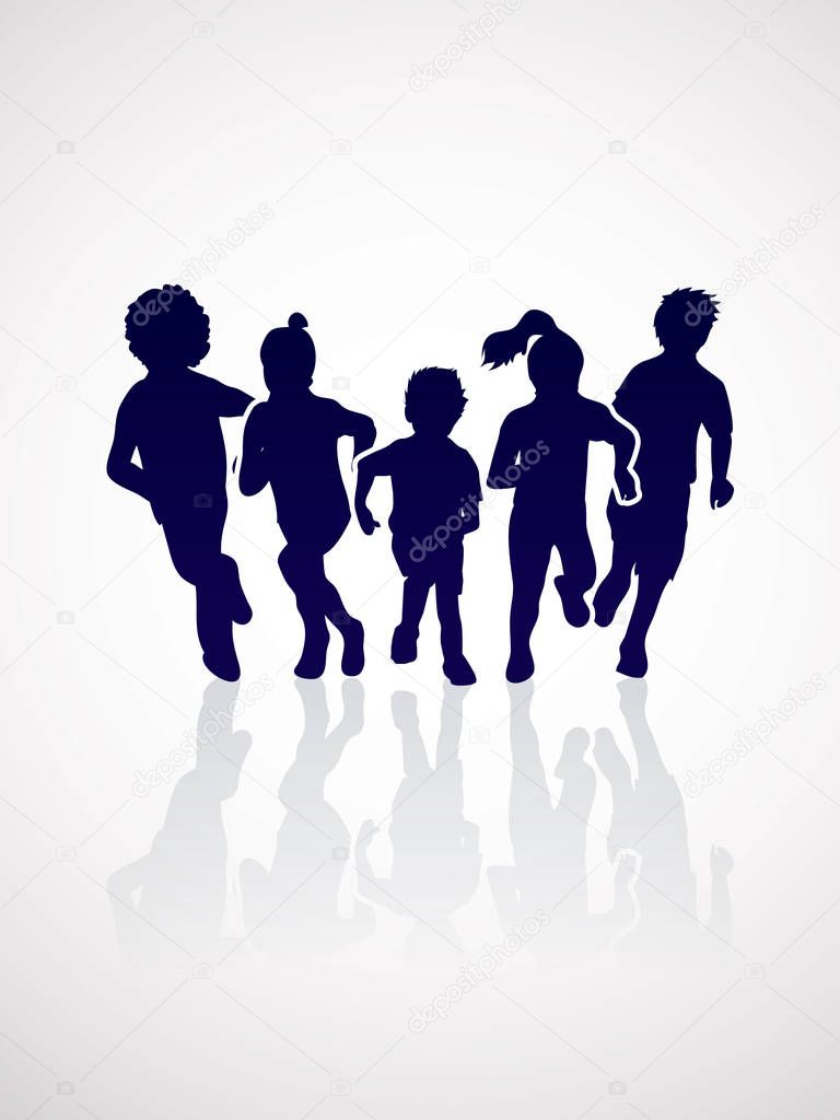 Group of Children running graphic vector