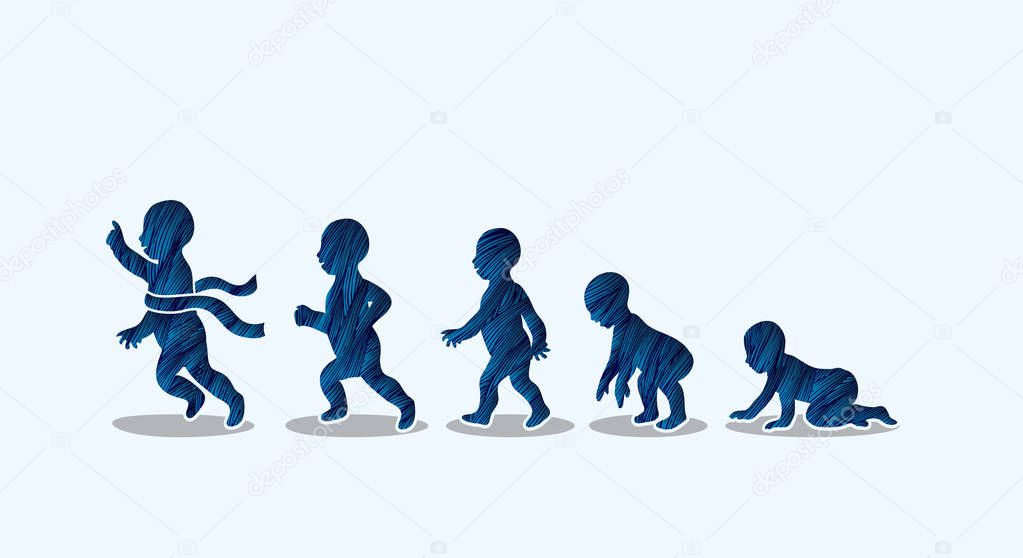Baby running steps graphic vector