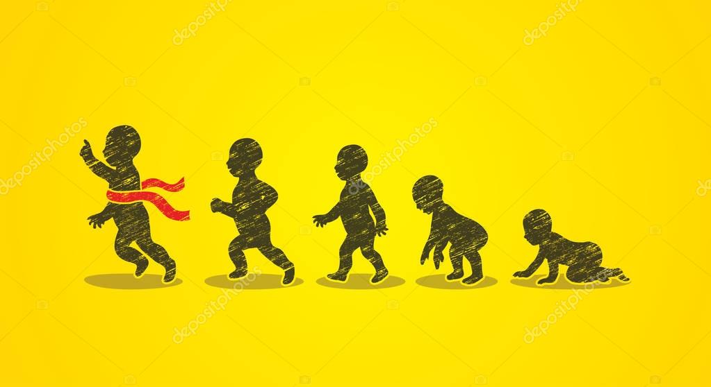 Baby running steps graphic vector