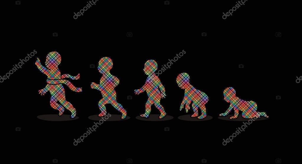 Baby running steps graphic vector