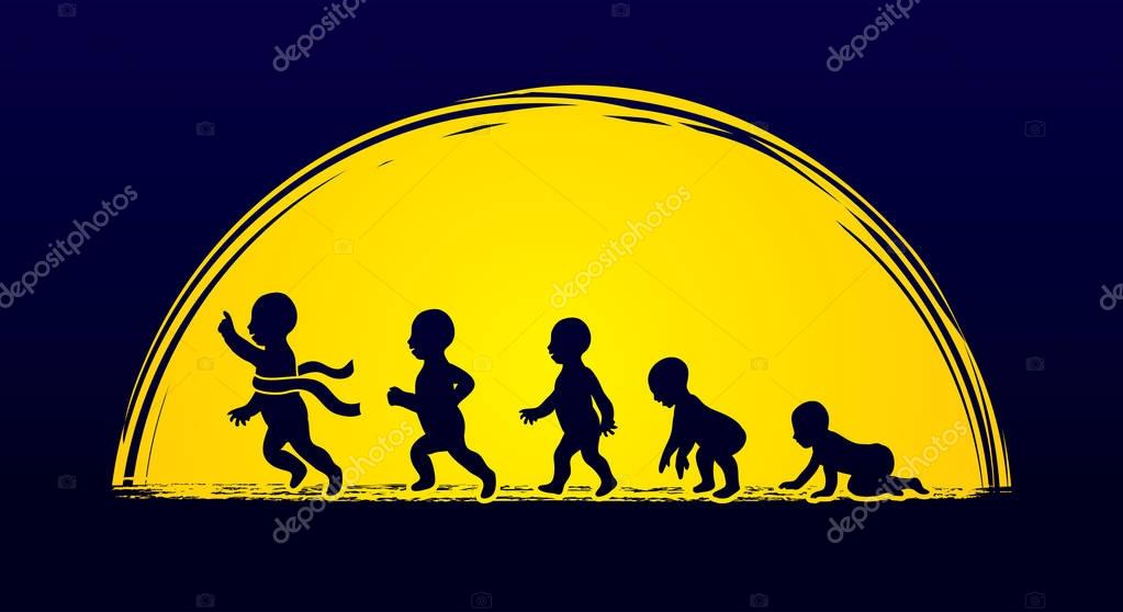 Baby running steps graphic vector