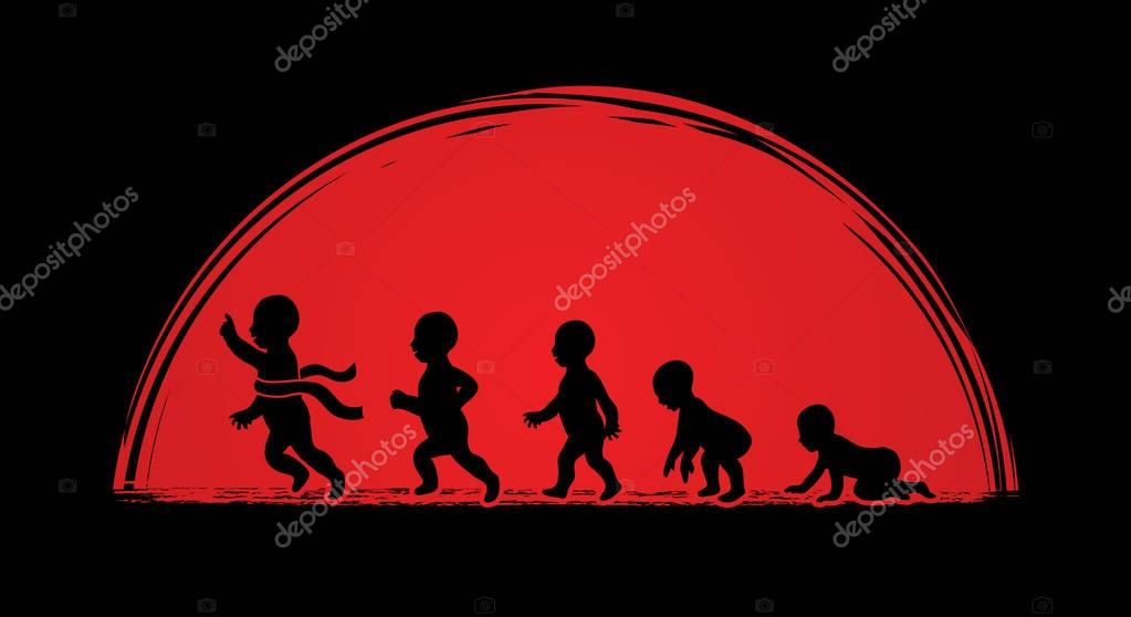 Baby running steps graphic vector