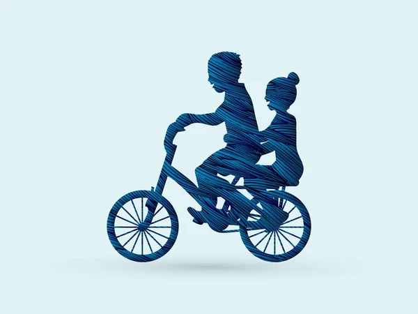 小男孩和女孩都骑自行车 — 图库矢量图片