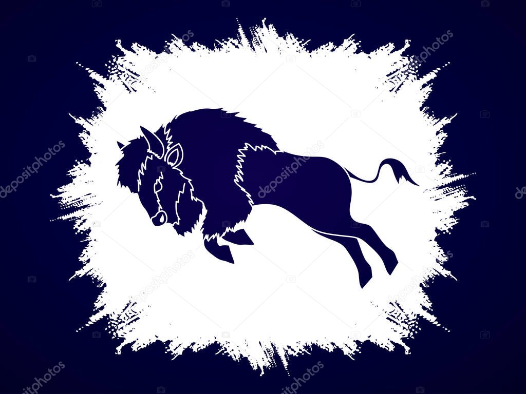 Buffalo Jumping graphic vector