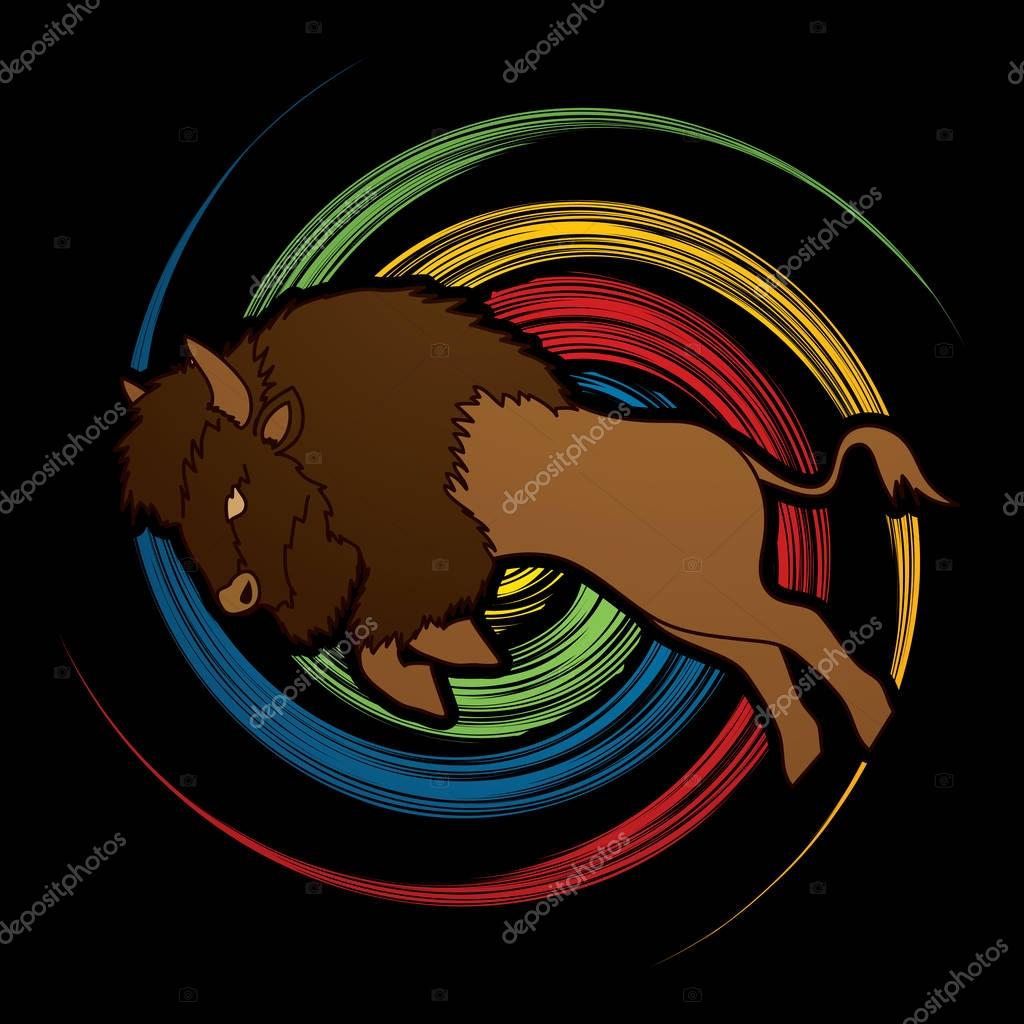 Buffalo Jumping graphic vector