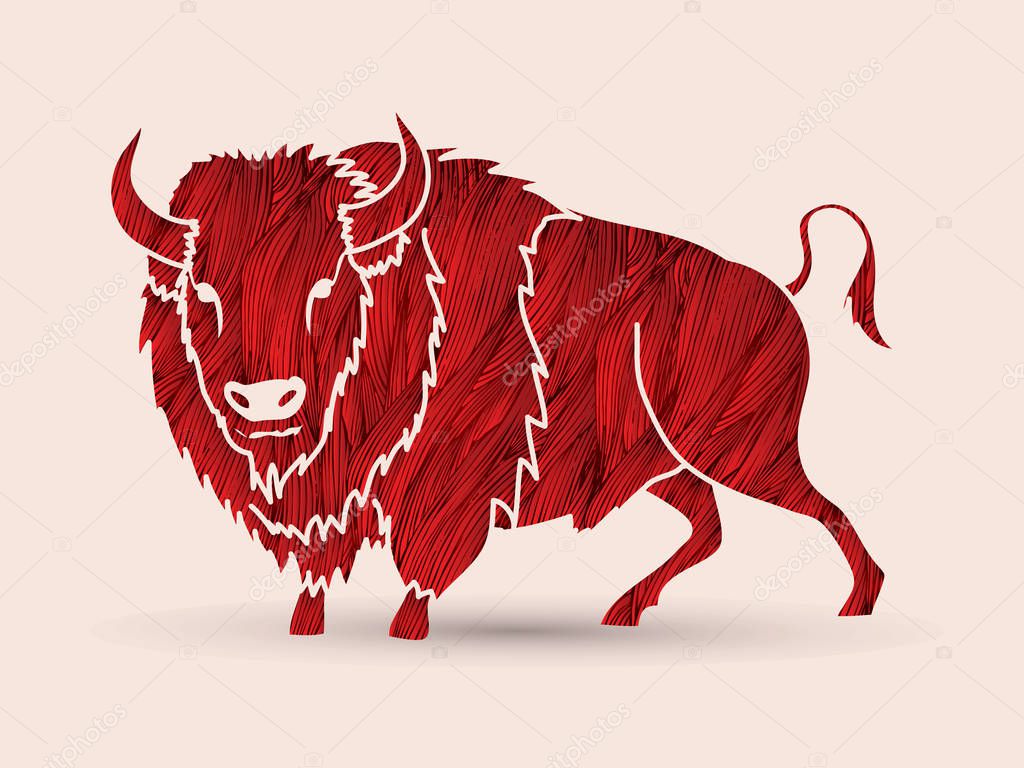 Big Buffalo standing graphic vector.