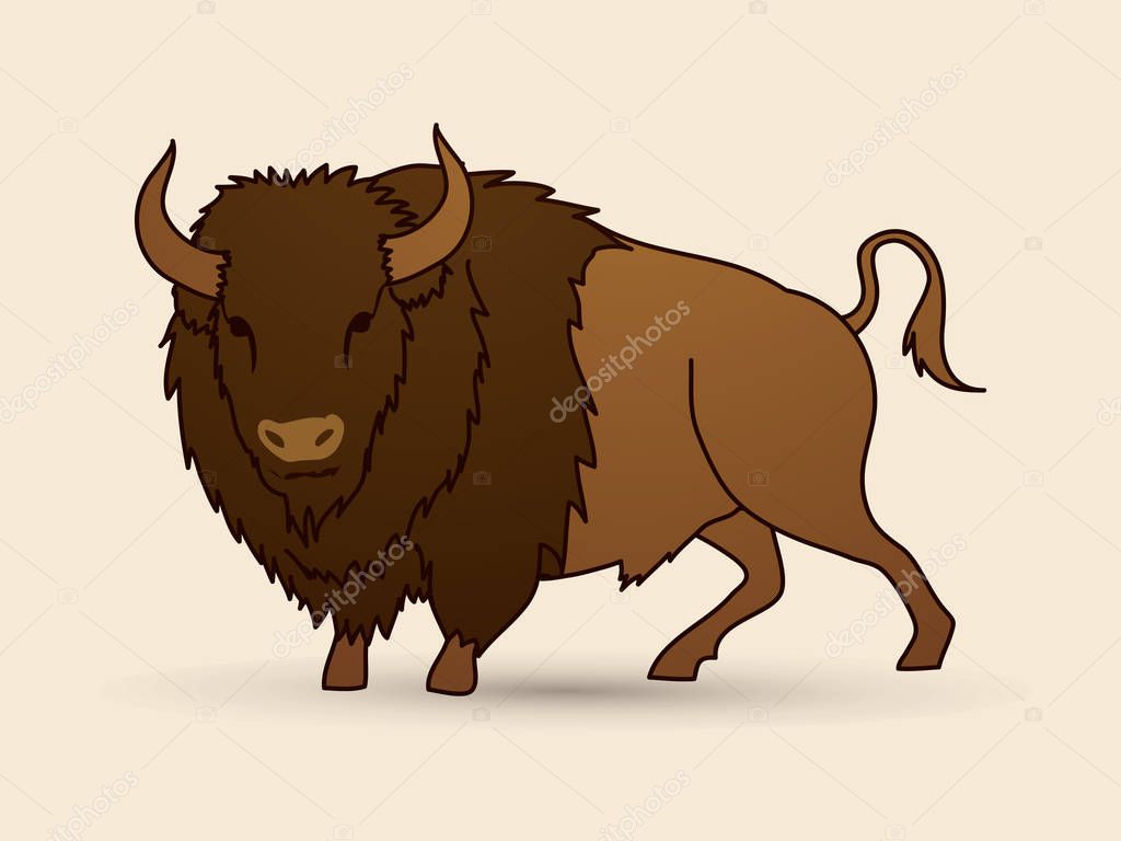 Big Buffalo standing graphic vector.