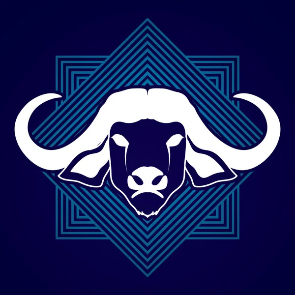 Buffalo hoofd vooraanzicht — Stockvector