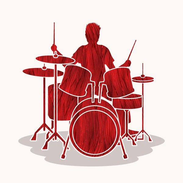 Drum player graphic — Stock Vector