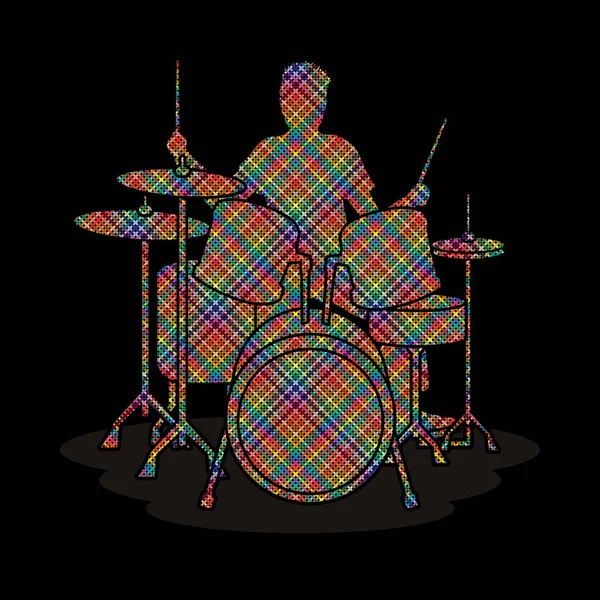 Joueur de tambour graphique — Image vectorielle