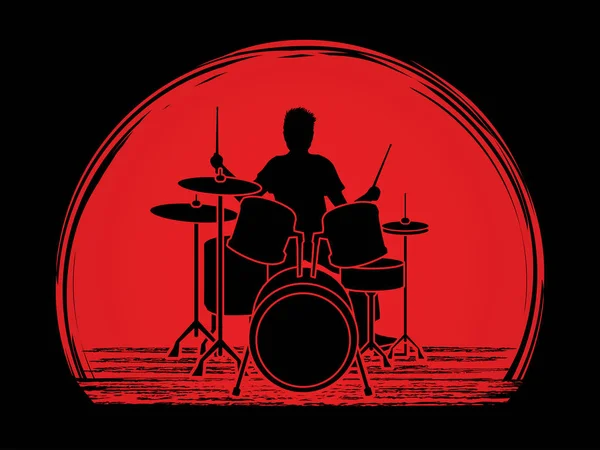 Drum speler afbeelding — Stockvector