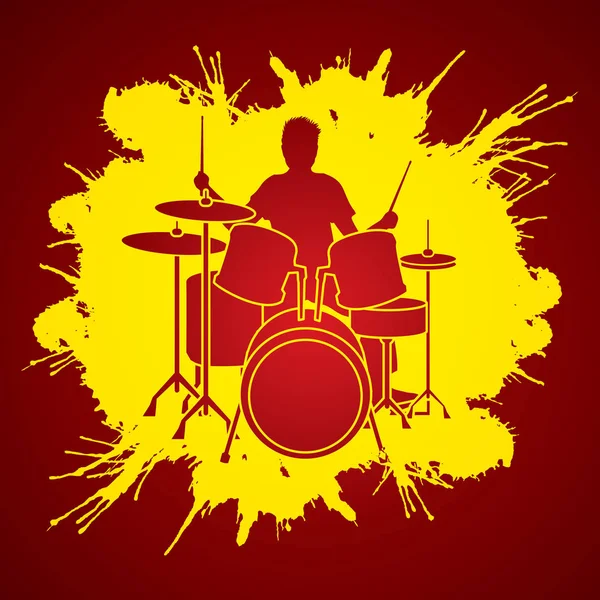 Drum player graphic — Stock Vector