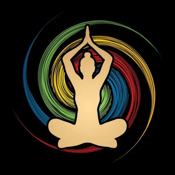 Postura sentada de yoga — Vector de stock