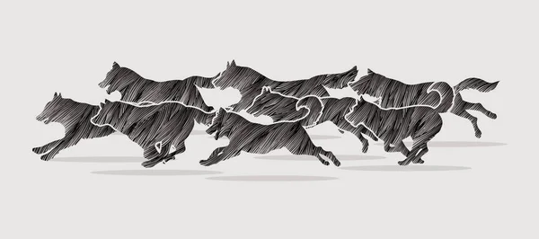 Dogs running vector. — Stock Vector