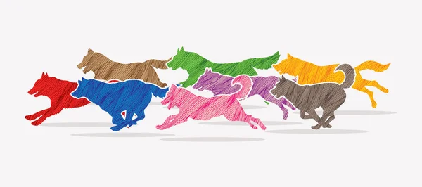 Vektör çalışan köpekler.