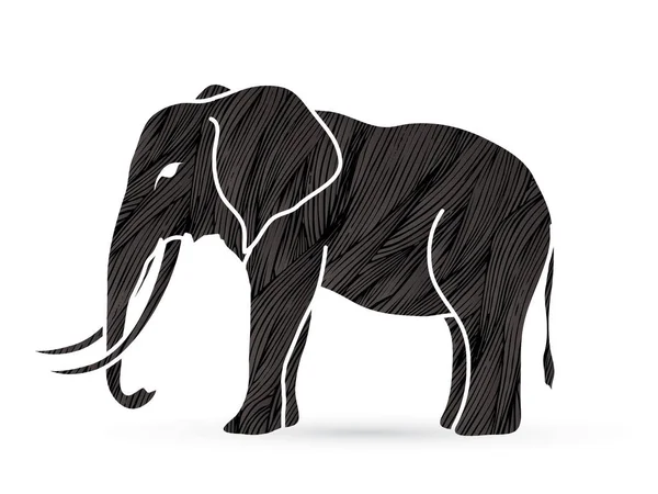 Slon stojící boční pohled — Stockový vektor