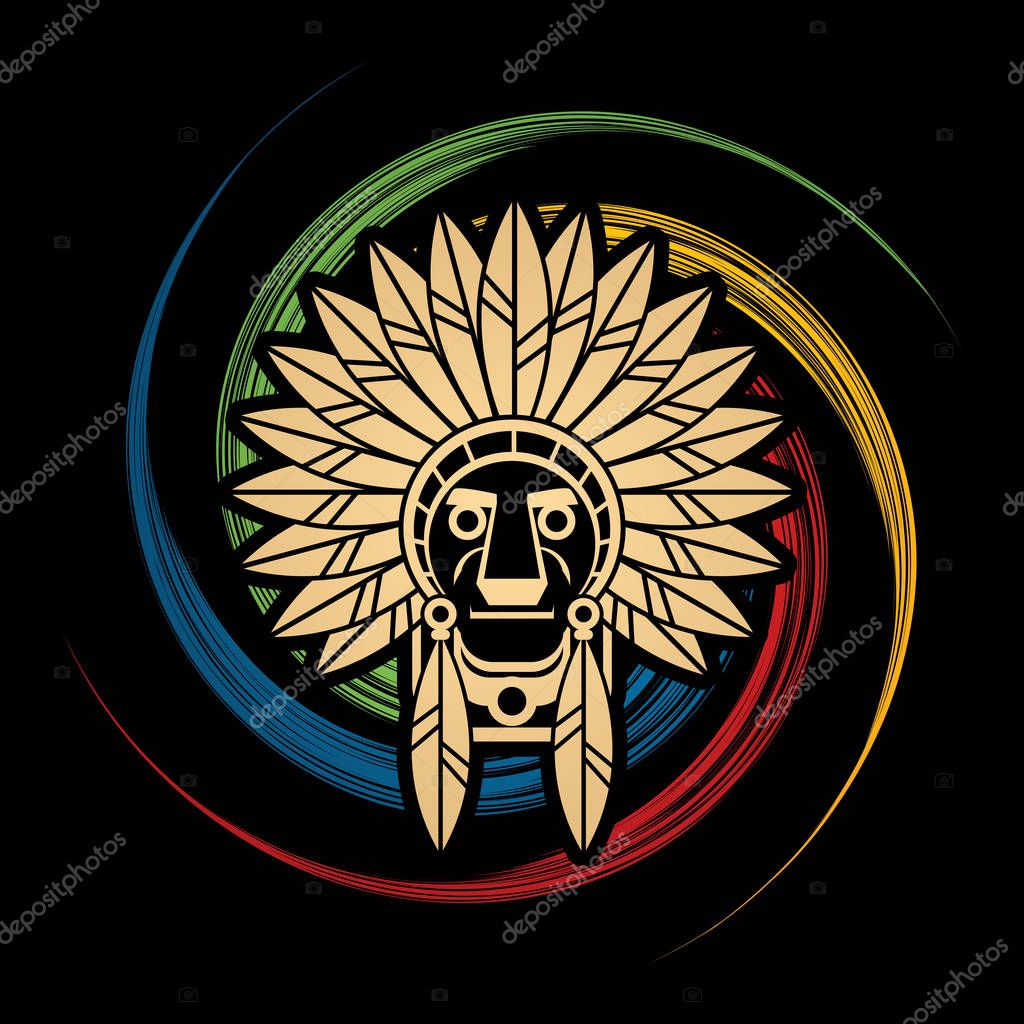 Native American Indian chief , Head  graphic vector