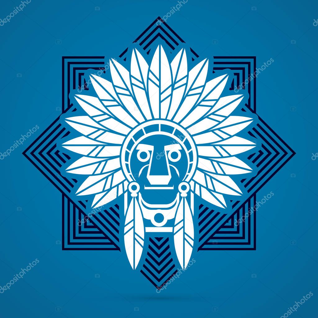 Native American Indian chief , Head  graphic vector
