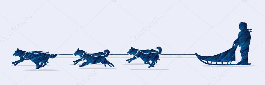 Sled Dogs graphic vector.