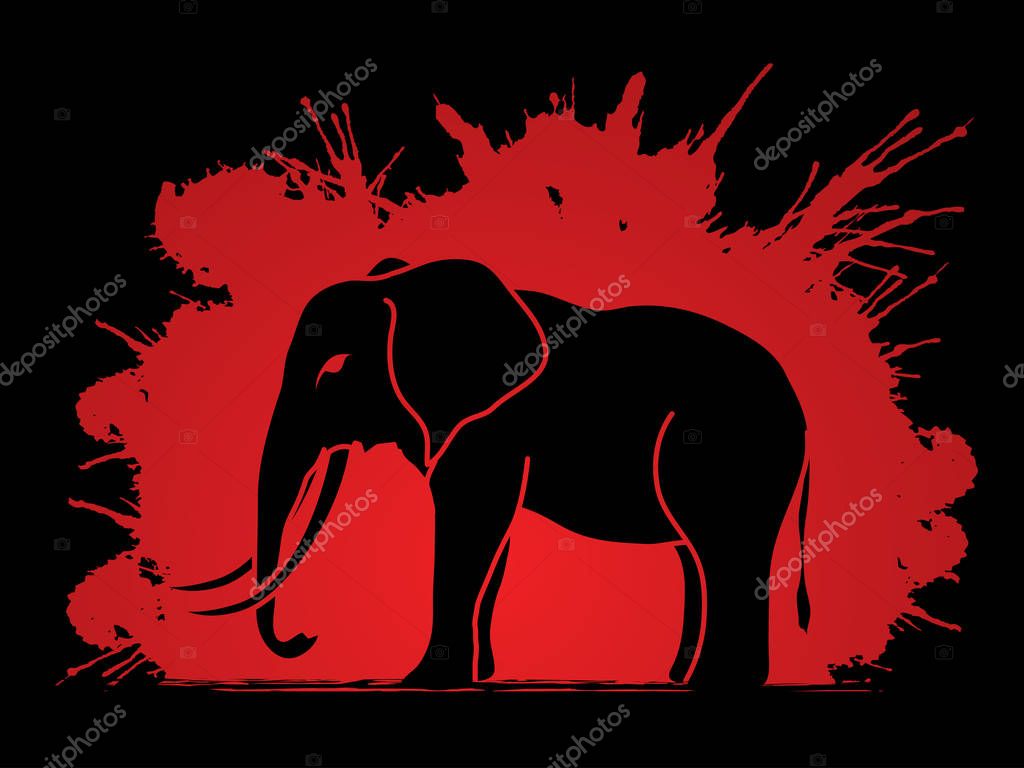 Elephant standing side view graphic vector.
