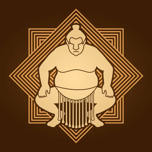 Sumo pose klaar om te vechten — Stockvector