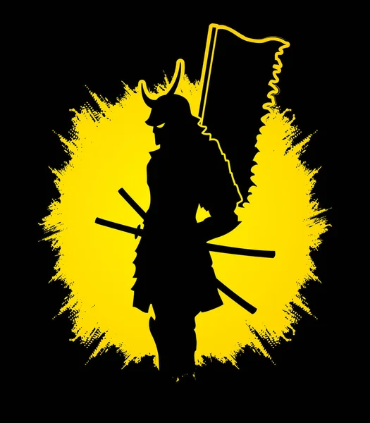 Samurai standing vector. — Stock Vector