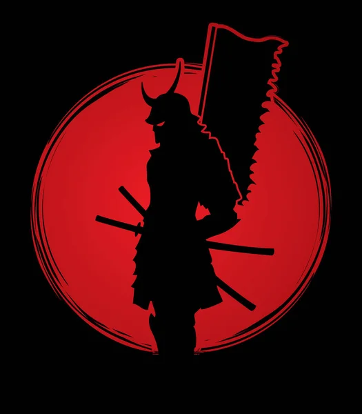 Samurai vector de pie . — Vector de stock