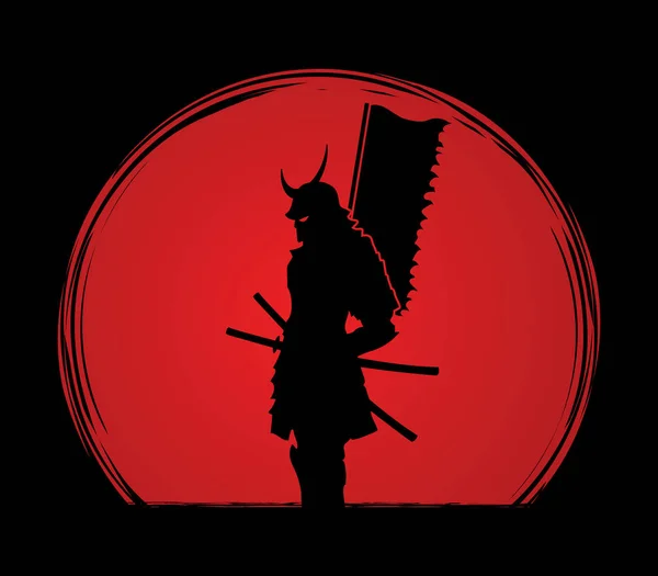 Samurai vector de pie . — Vector de stock