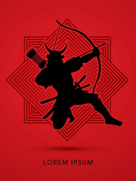 Samurai Warrior met boog — Stockvector