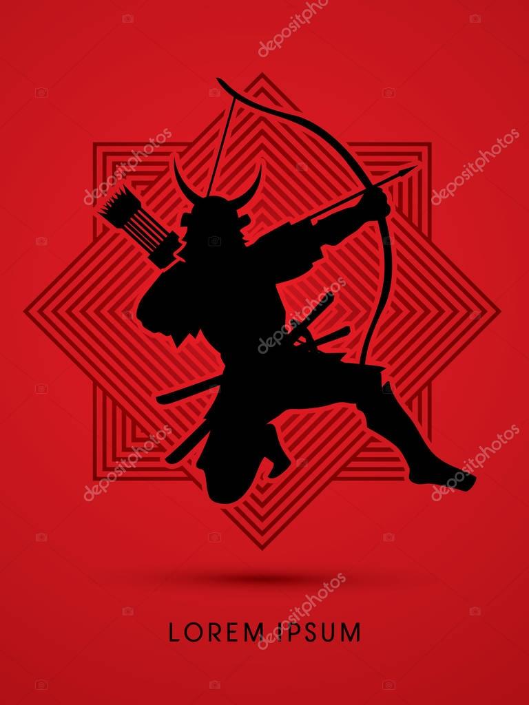 Samurai Warrior with bow graphic vector.