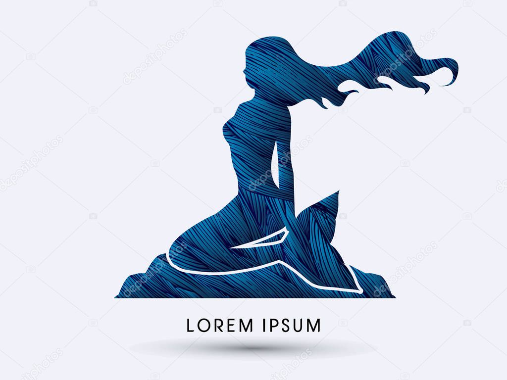 Mermaid sitting graphic vector.