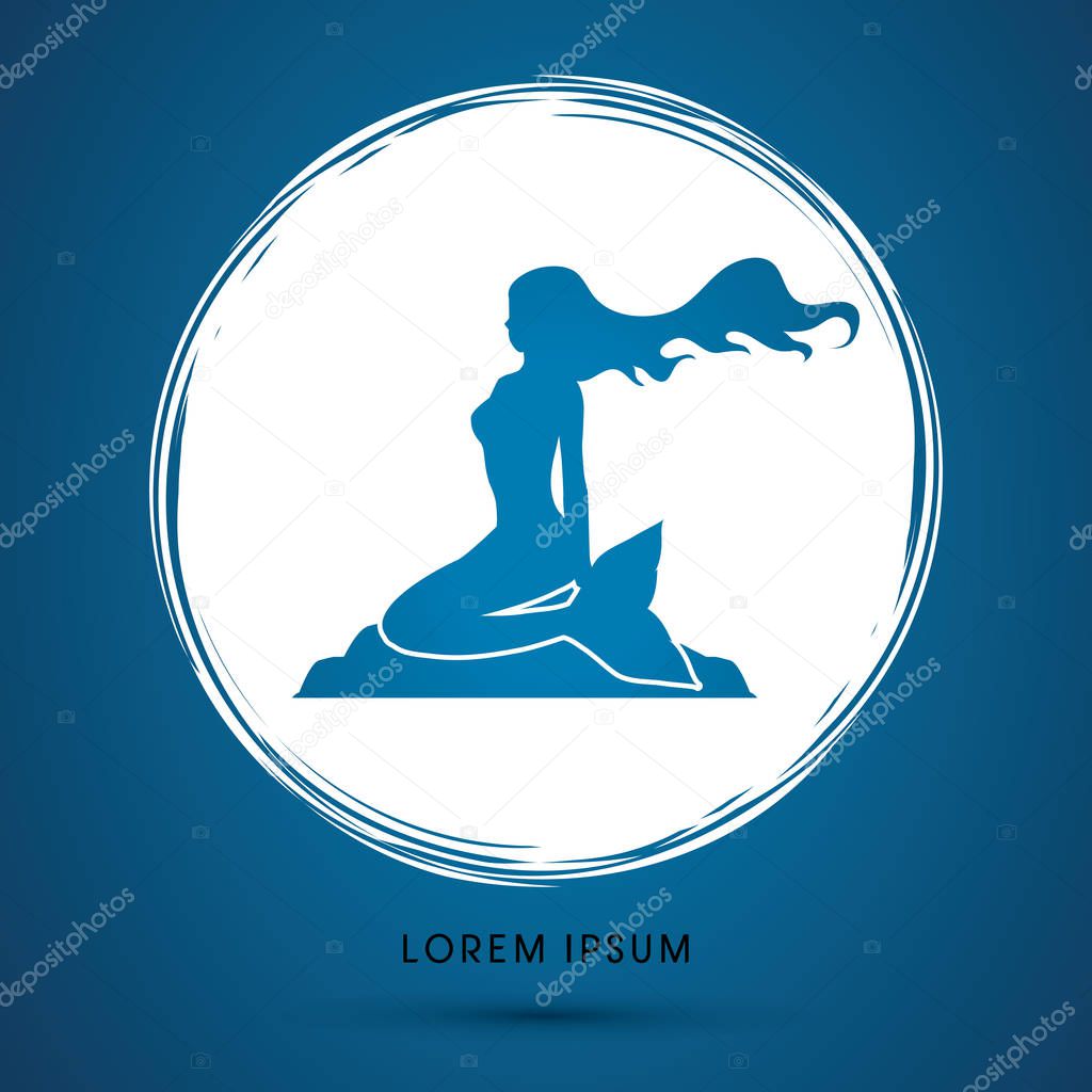 Mermaid sitting graphic vector.